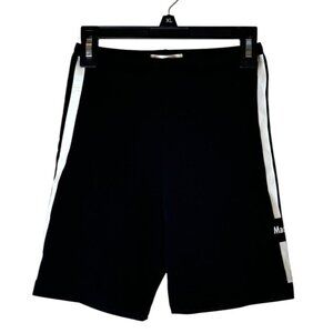 Madhappy Shorts Women XS Black White Cotton Stripes Logo Bike Shorts Athletic